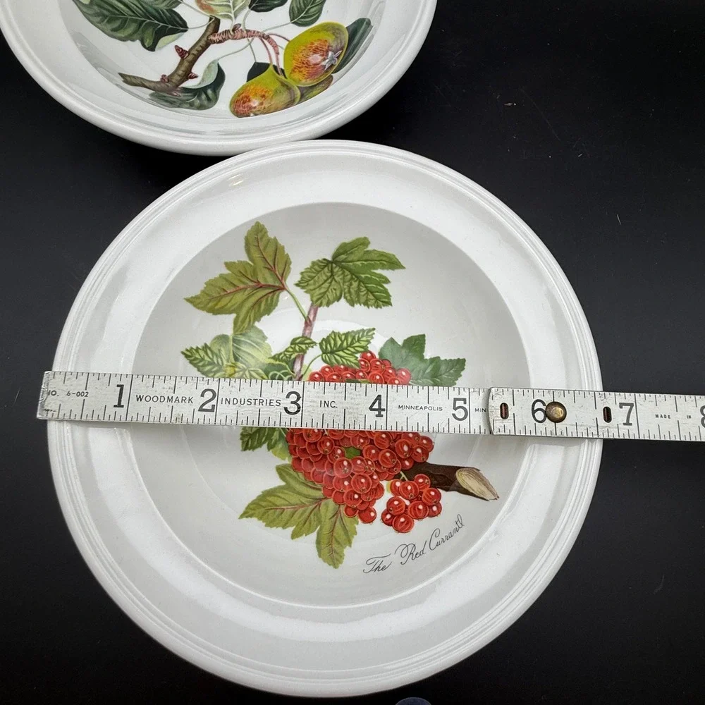 Vintage Portmeirion Pomona Rimmed Cereal Bowls Set 2 Fruit Botanical Cottagecore
